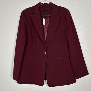 Talbots size 16 tailored stretch blazer burgundy career wear timeless NEW